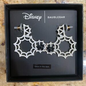 NWT Bauble Bar X Mickey Spider Web Holiday Hoop Earrings Disney Halloween NIB